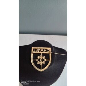 Chanel‎ Brooch Pin Gold Shield Logo CC Rhinestone Embellished Designer Jewelry